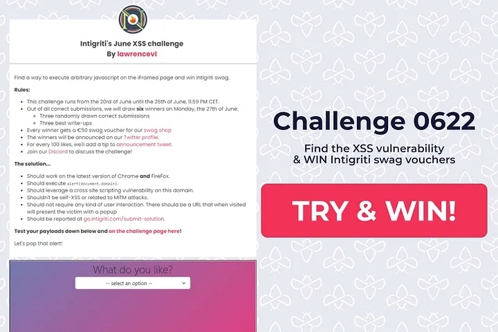 Screenshot of the challenge landing page